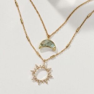 Gold and Silver Sun and Moon Necklace Set